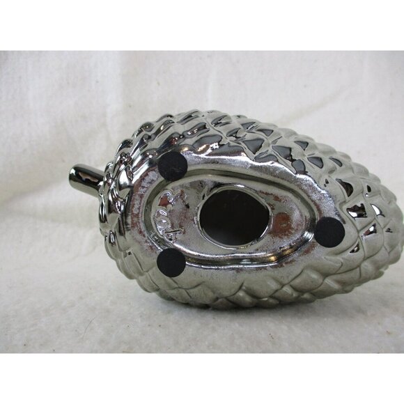 Pinecone tabletop Silver metal forest cabin outdoorsy holiday Christmas décor - Picture 5 of 7